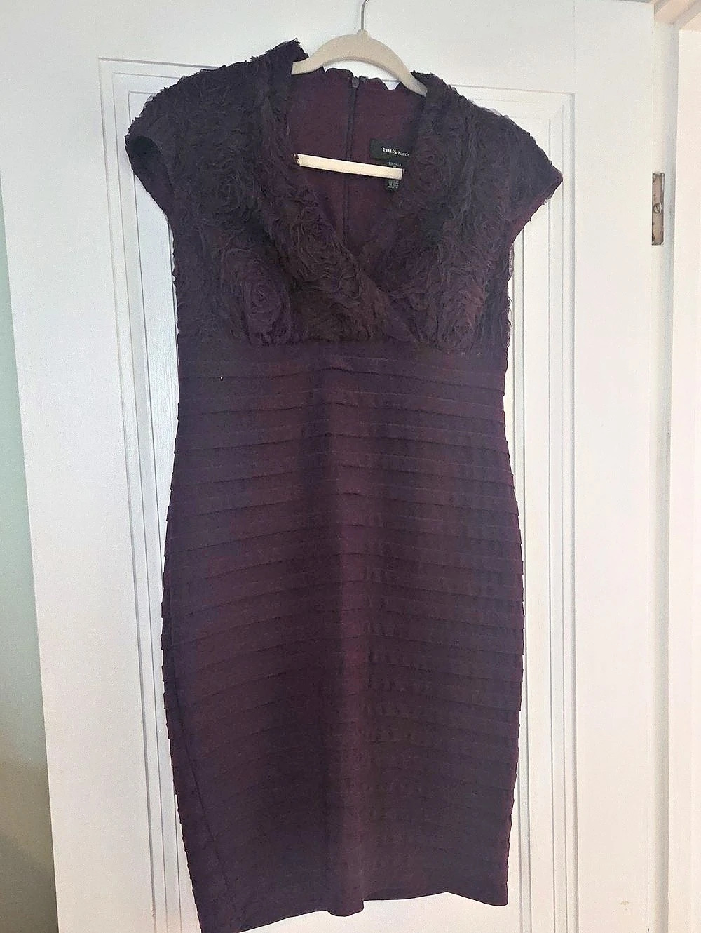 R&M Richards Textured Bodice Midi Dress in Purple Size Small Like New